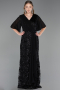 Abendkleid in Übergröße Lang Schuppig Schwarz ABU6373