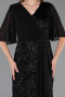 Abendkleid in Übergröße Lang Schuppig Schwarz ABU6373