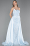 Abendkleid Lang Perlenbesetzt Eisblau ABU5511