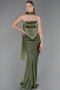 Abendkleid im Meerjungfrau-Stil Lang Satin Khaki ABU5644