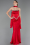 Abendkleid im Meerjungfrau-Stil Lang Satin Rot ABU5644