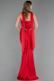 Abendkleid im Meerjungfrau-Stil Lang Satin Rot ABU5644