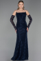 Abendkleid Lang Spitze Marineblau ABU6375