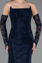 Abendkleid Lang Spitze Marineblau ABU6375