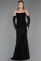 Abendkleid Lang Spitze Schwarz ABU6375