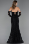 Abendkleid Lang Spitze Schwarz ABU6375