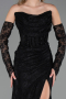 Abendkleid Lang Spitze Schwarz ABU6376