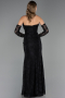 Abendkleid Lang Spitze Schwarz ABU6376