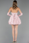 Partykleid Kurz Satin Puder ABK2672