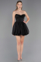 Partykleid Kurz Satin Schwarz ABK2672