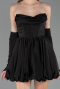 Partykleid Kurz Satin Schwarz ABK2672