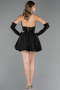 Partykleid Kurz Satin Schwarz ABK2672