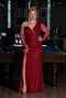 Abendkleid in Übergröße Lang Spitze Weinrot ABU6339