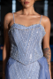 Abendkleid Lang Perlenbesetzt Eisblau ABU5730