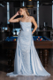 Abendkleid Lang Perlenbesetzt Eisblau ABU5511