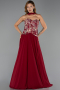 Abendkleid Lang Chiffon Weinrot ABU6391