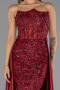 Abendkleid in Übergröße Lang Spitze Weinrot ABU6395
