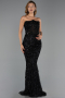 Abendkleid in Übergröße Lang Spitze Schwarz ABU6395