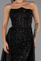 Abendkleid in Übergröße Lang Spitze Schwarz ABU6395