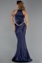 Standesamtkleid Lang Satin Marineblau ABU6396