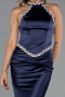 Standesamtkleid Lang Satin Marineblau ABU6396