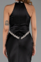 Standesamtkleid Lang Satin Schwarz ABU6396