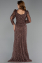 Abendkleid in Übergröße Lang Perlenbesetzt Braun ABU5388