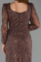 Abendkleid in Übergröße Lang Perlenbesetzt Braun ABU5388
