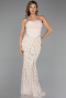 Abendkleid Lang Perlenbesetzt Beige ABU5922