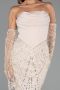 Abendkleid Lang Perlenbesetzt Beige ABU5922