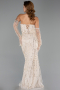 Abendkleid Lang Perlenbesetzt Beige ABU5922