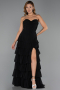 Abschlusskleid Lang Chiffon Schwarz ABU6397