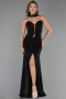 Abendkleid Lang Steinbesetzt Schwarz ABU6398