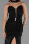Abendkleid Lang Steinbesetzt Schwarz ABU6398