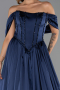 Abendkleid Lang Satin Marineblau ABU6399