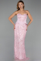 Abendkleid Lang Perlenbesetzt Puder ABU6372