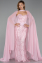 Abendkleid Lang Perlenbesetzt Puder ABU6372