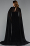Abendkleid Lang Perlenbesetzt Schwarz ABU6372