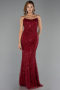 Abendkleid Lang Perlenbesetzt Weinrot ABU6401