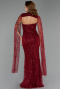 Abendkleid Lang Perlenbesetzt Weinrot ABU6401