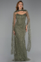 Abendkleid Lang Perlenbesetzt Khaki ABU6401