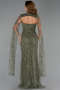 Abendkleid Lang Perlenbesetzt Khaki ABU6401