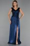 Abendkleid Lang Chiffon Marineblau ABU6403