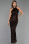 Abendkleid Lang Spitze Braun ABU6405