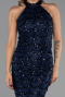 Abendkleid Lang Spitze Marineblau ABU6405