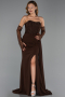 Standesamtkleid Lang Chiffon Braun ABU5791