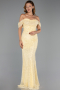 Abendkleid Lang Perlenbesetzt Gelb ABU6411