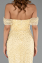 Abendkleid Lang Perlenbesetzt Gelb ABU6411