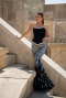 Designer Abendkleid Lang Schuppig Schwarz ABU5953