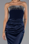 Abendkleid im Meerjungfrau-Stil Lang Satin Marineblau ABU5820